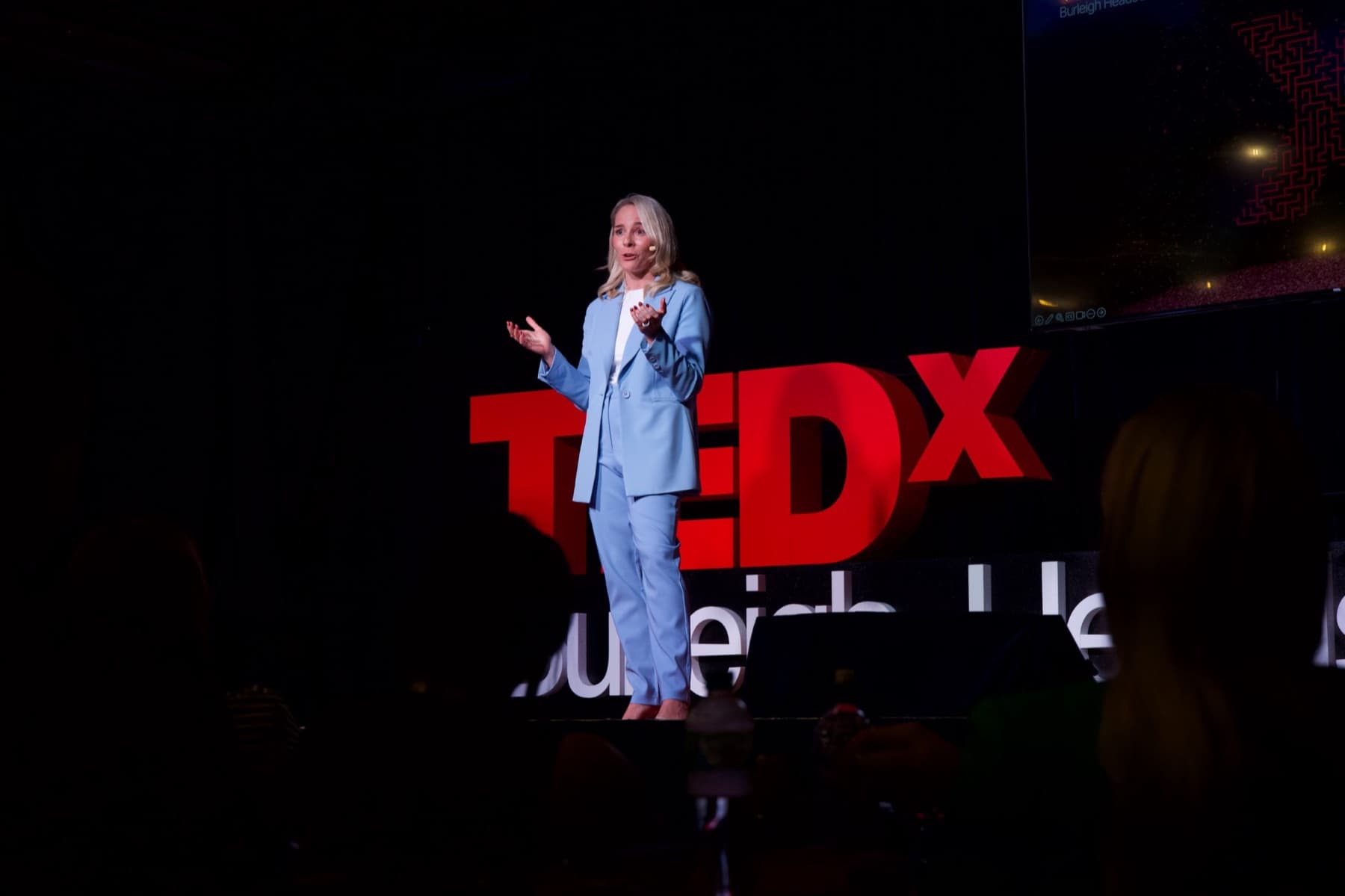 Aimee Presnall on the TEDx Burleigh Heads ED 2026 stage